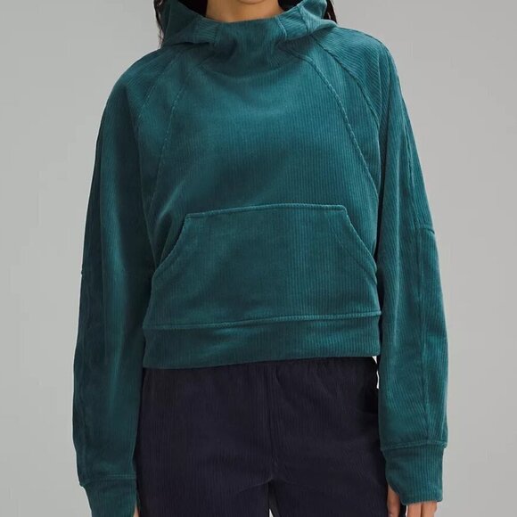 NWT Scuba Oersized Hoodie *Velvet Cord - XS/S Storm Teal - Picture 1 of 8